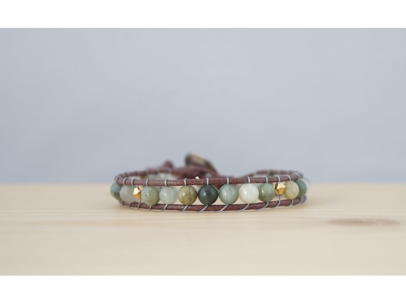 bracelet femme en agate mousse, vert , or et brun bracelet femme en agate mousse, vert , or et brun