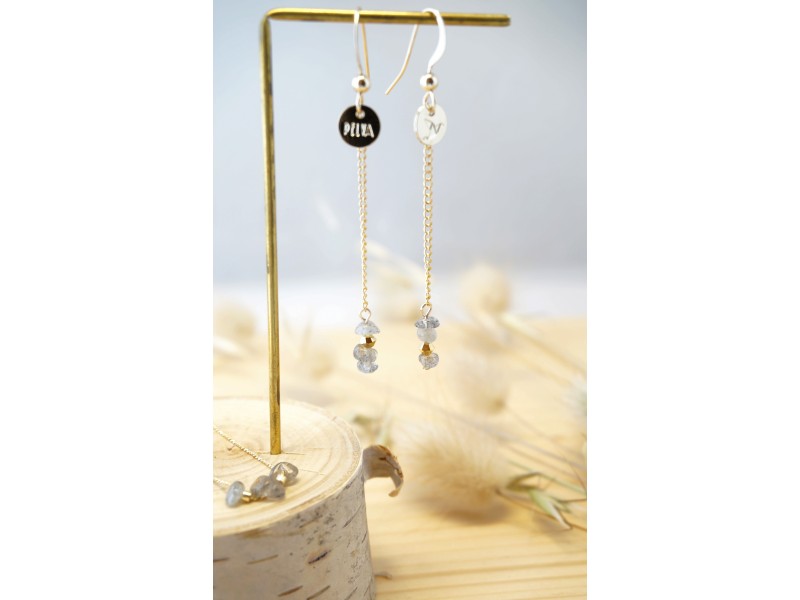 boucles d'oreilles pendantes en chips de labradorite boucles d'oreilles pendantes en chips de labradorite