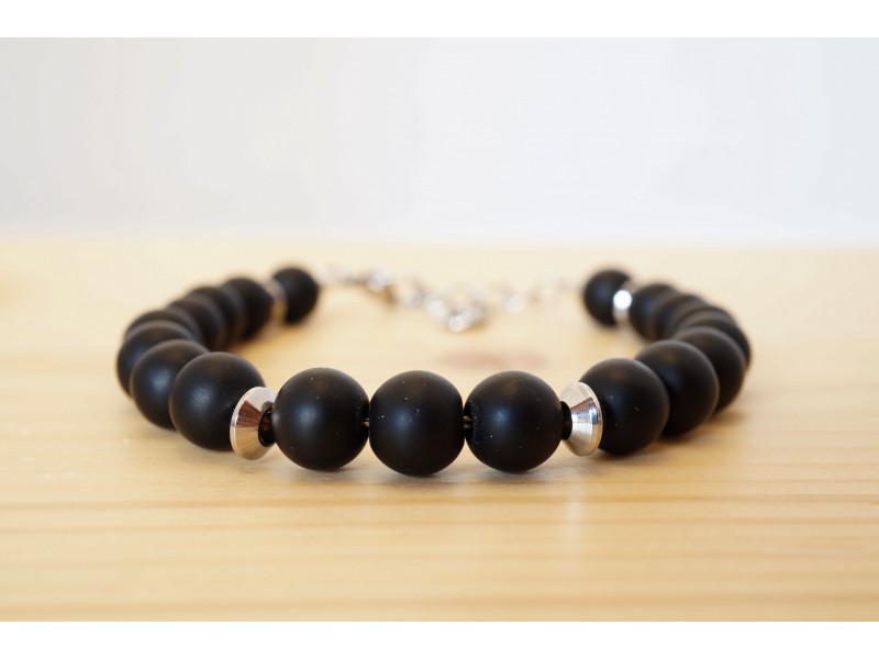 bracelet homme, bijoux pierre, onyx noir mat bracelet homme, bijoux pierre, onyx noir mat