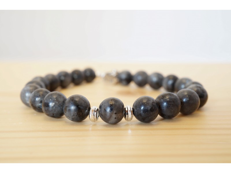 bracelet homme, pierre fine, labradorite d'afrique, gris bracelet homme, pierre fine, labradorite d'afrique, gris