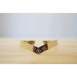 jonc bracelet femme, doré à l'or fin et rose vintage