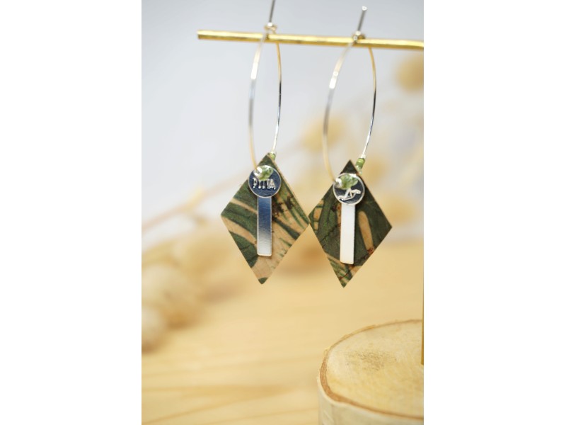 boucles d'oreilles, bijoux femme, vert, kaki, argent 925 boucles d'oreilles, bijoux femme, vert, kaki, argent 925