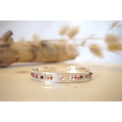 bracelet femme, pierre naturelle, bijou, jonc, argent, agate rouge