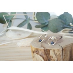 boucles d'oreille,  bijou femme, pierre naturelle saphir, argent 925