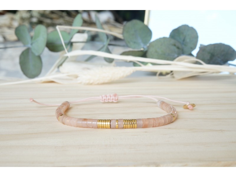 bracelet heishi pierre de soleil, nude bracelet heishi pierre de soleil, nude