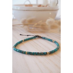 bracelet cheville, bijou pied, pierres naturelles aquaterra bleu turquoise