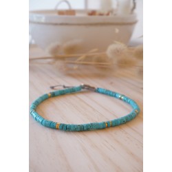 bracelet cheville, bijou pied, bleu turquoise, magnésite