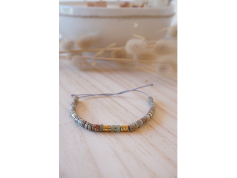 bracelet heishi , pierre naturelle, jaspe, vert d'eau , bijou femme
