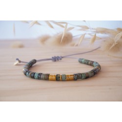 bracelet, pierres naturelles, turquoise africaine, vert foret, bijou femme, poignet, artisanat