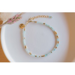 Bracelet en pierres naturelles amazonite bleu turquoise, bijou femme,