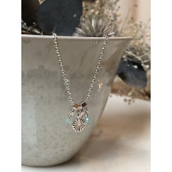 collier plaqué argent, pierre naturelle amazonite bleu ciel