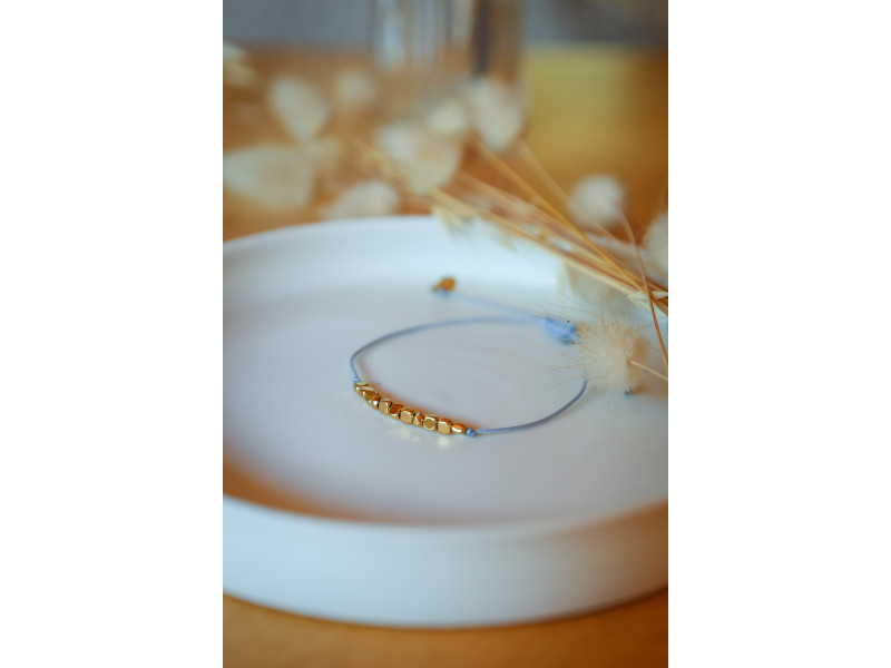 bracelet femme, pierre hématite, doré , bleu ciel