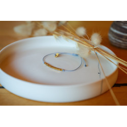 Bracelet hématite chips or, gris bleuté