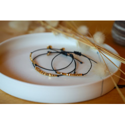 Bracelet hématite cube or, noir