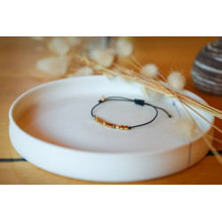 Bracelet hématite cube or, noir