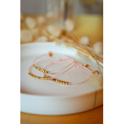 Bracelet hématite cube or, rose