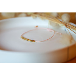 Bracelet hématite chips or, rose