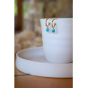 créoles, boucle d'oreille femme, turquoise, bleu , or