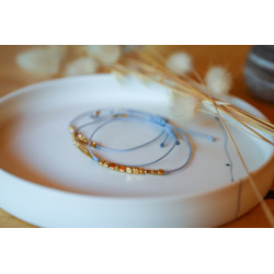 Bracelet hématite tube or, gris bleuté