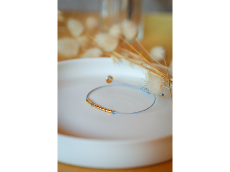 bracelet femme, pierre hématite, doré , bleu ciel