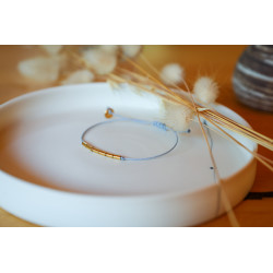 Bracelet hématite tube or, gris bleuté