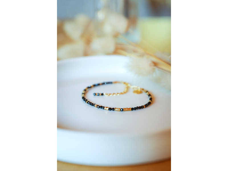 bracelet bijou femme, spinel, noir , pierres naturelles , pierres fines