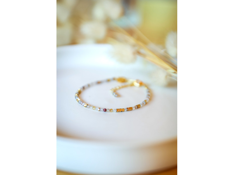 bracelet femme, quartz rose , pierre naturelle, bijoux femme