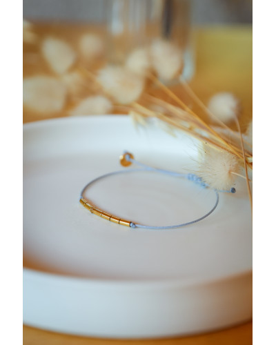 bracelet femme, pierre hématite, doré , bleu ciel