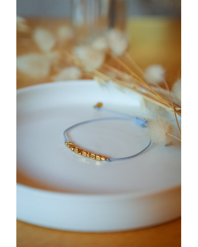 bracelet femme, pierre hématite, doré , bleu ciel