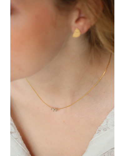 collier pierre naturelle labradorite, grise or , collier femme, ras de cou