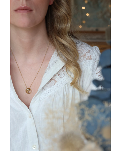 collier, pendantif lune , pleine lune, bijou femme, doré
