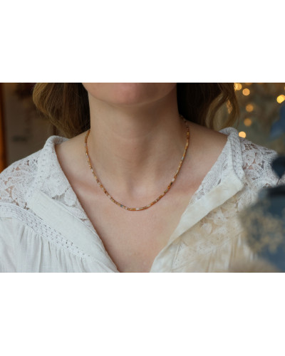 collier en pierres naturelles, jaspe couleur sable, dune , bijou femme